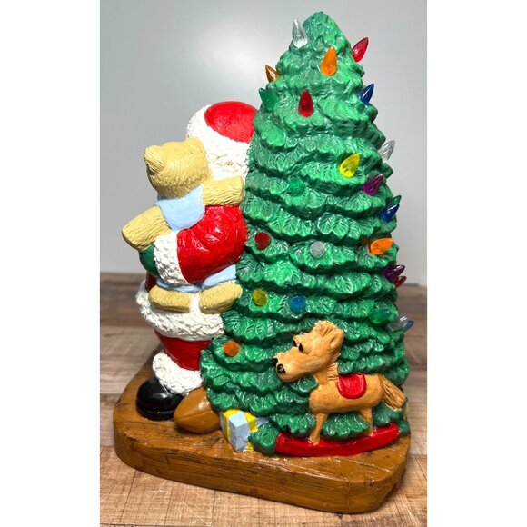 Vintage Light-Up Santa & Christmas Tree Figurine - Picture 5 of 9